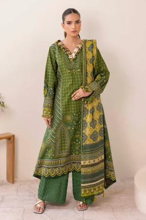 gold-printed-lawn-shirt-dupatta-dyed-trouser-gulahmed-cl-52635-front